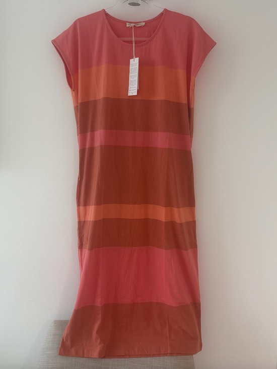 Beaumont Organic Dana-Jo Organic Cotton Dress Coral Multi Stripe - Picture 4 of 8